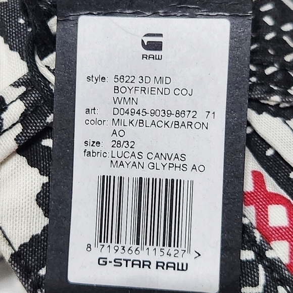 G-star Elwood X25 3D Mid Waist Aztec Mayan Print  Boyfriend Jeans - Picture 8 of 10